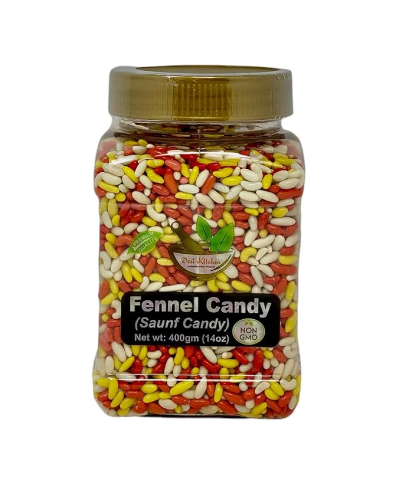  Fennel Candy (Saunf Candy) 400gm (14 oz) Indian After Meal Digestive Treat (Best Mouth Freshener)